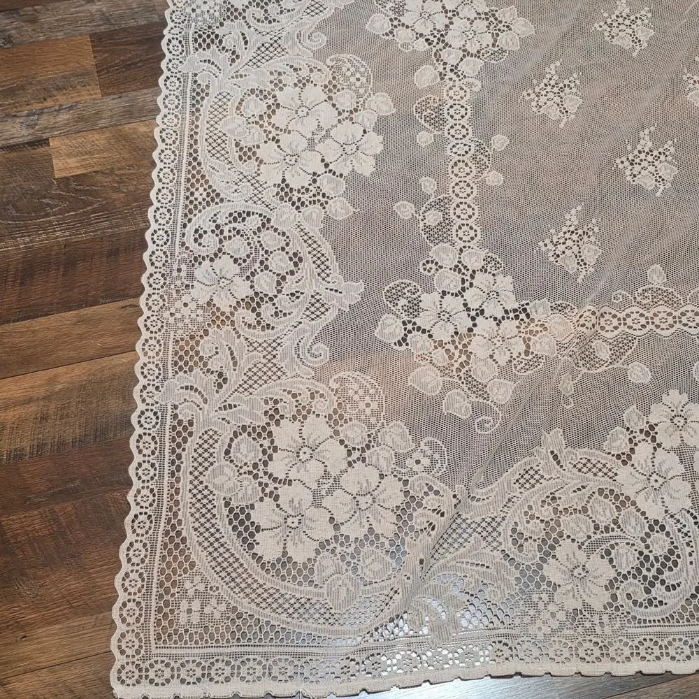Vintage White Floral Lace Curtain Panel 55 x 77